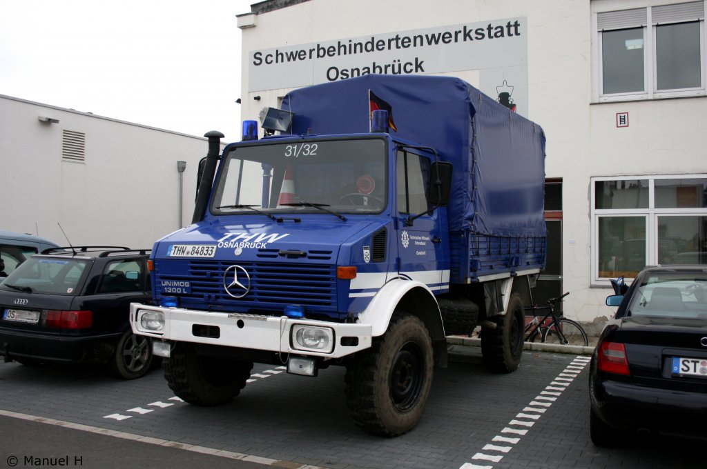 THW Osnabr�ck
31/32
THW 84833
Unimog 1300L
Aufgenommen in Osnabr�ck am 19.9.2010.
